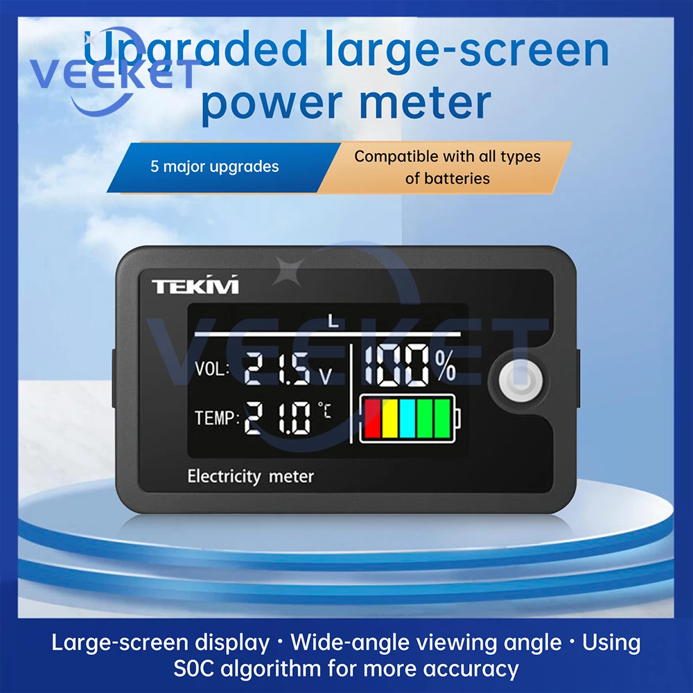 DC 8-100V LCD Digitale Voltage Power Meter Ternaire/Lithium-ijzer/Zuur Batterij Capaciteit Indicator voltmeter