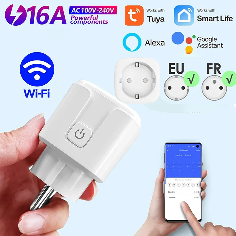 

1/5/10PCS Tuya Smart Life APP Smart Socket EU 16A /20A AC110-240V Wifi Smart Plug Power Outlet Alexa Google Home Voice Control