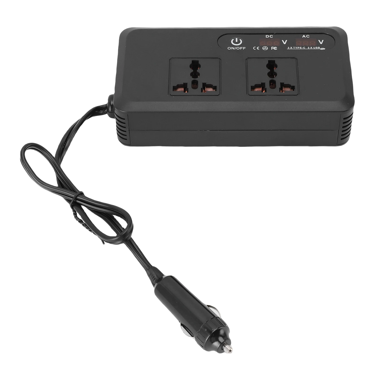 Auto-Wechselrichter, 200 W, Auto-Wechselrichter, Echtzeit-Spannungsanzeige, PD 24 W, QC, 24 W, multifunktional, kompakt, mit Zigarre-Buchse für den täglichen Gebrauch