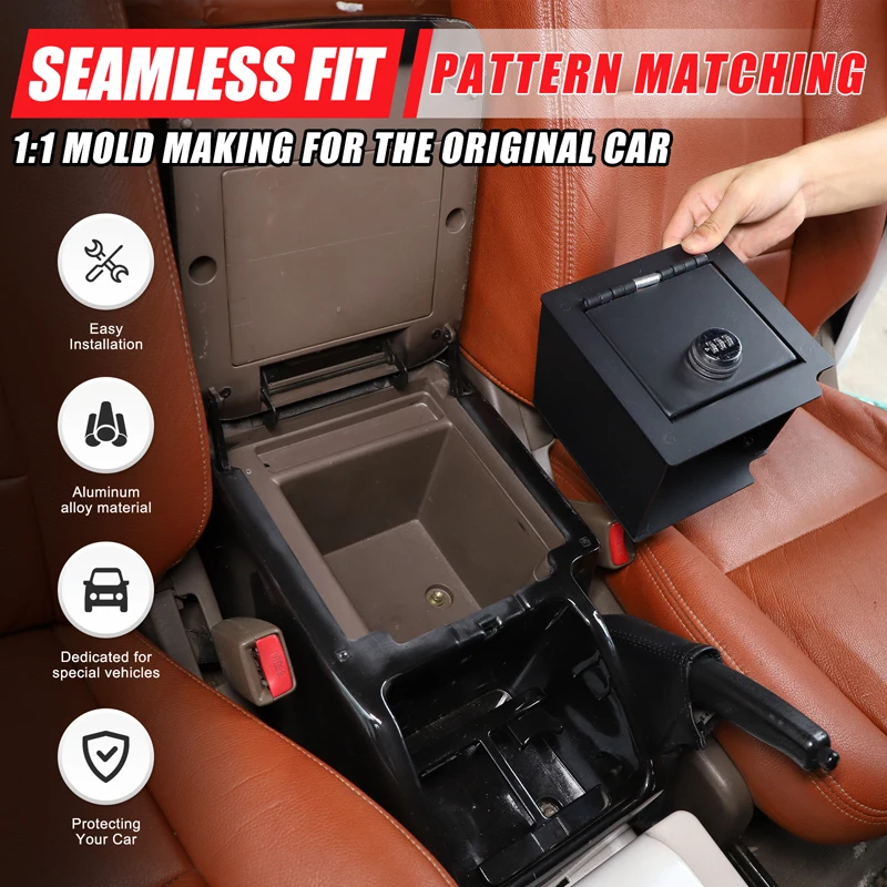 For Toyota Prado J90 1996 1997 1998 1999 2000 2001 2002 Handrail box safe Car password box Aluminum alloy Black 1pcs