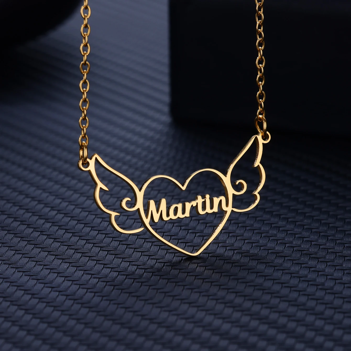 Custom Birthstone Angel Wing Love Heart Necklaces For Women, Moving