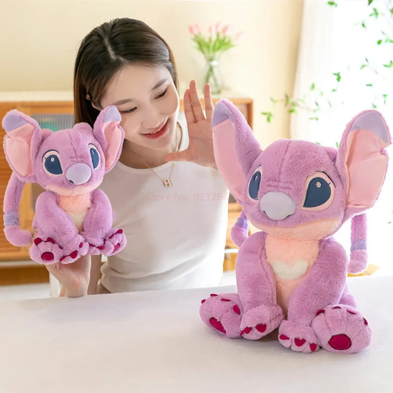 Disney-muñeco de peluche grande de Lilo & stitch, muñeco de felpa de Ángel de 30/45/60/80cm, regalo de cumpleaños para niña