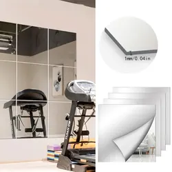 8/16pcs1mm Self Adhesive Mirror Sheets Flexible Non Glass Mirrors Gym Mirrors Wall Stickers Home Room Bedroom 3D Wall Decor