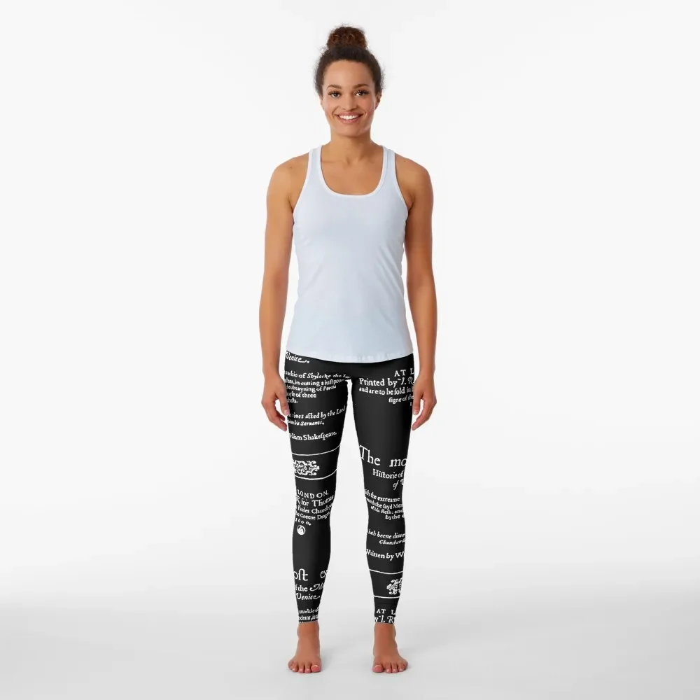 Shakespeare Merchant of Venice Frontpiece - Simple White Version Leggings Women's high waist gym's sportswear Womens Leggings