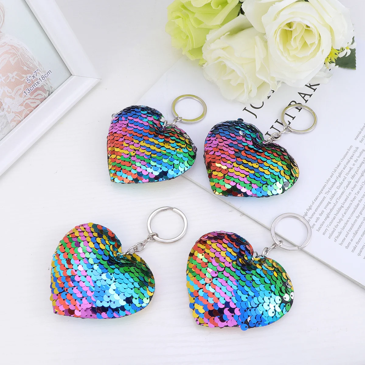 5 Pcs Heart Shaped Keychain Charm Premium Material Creative Gift Keychains Pendant Bag Durable