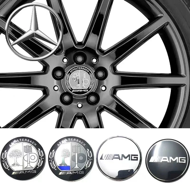 4PCS 75mm  for Mercedes benz AMG C E S GLE CLC Class W204 W203 W205 W124 W221 Car Wheel Center Cap Hub Covers Badge Accessories