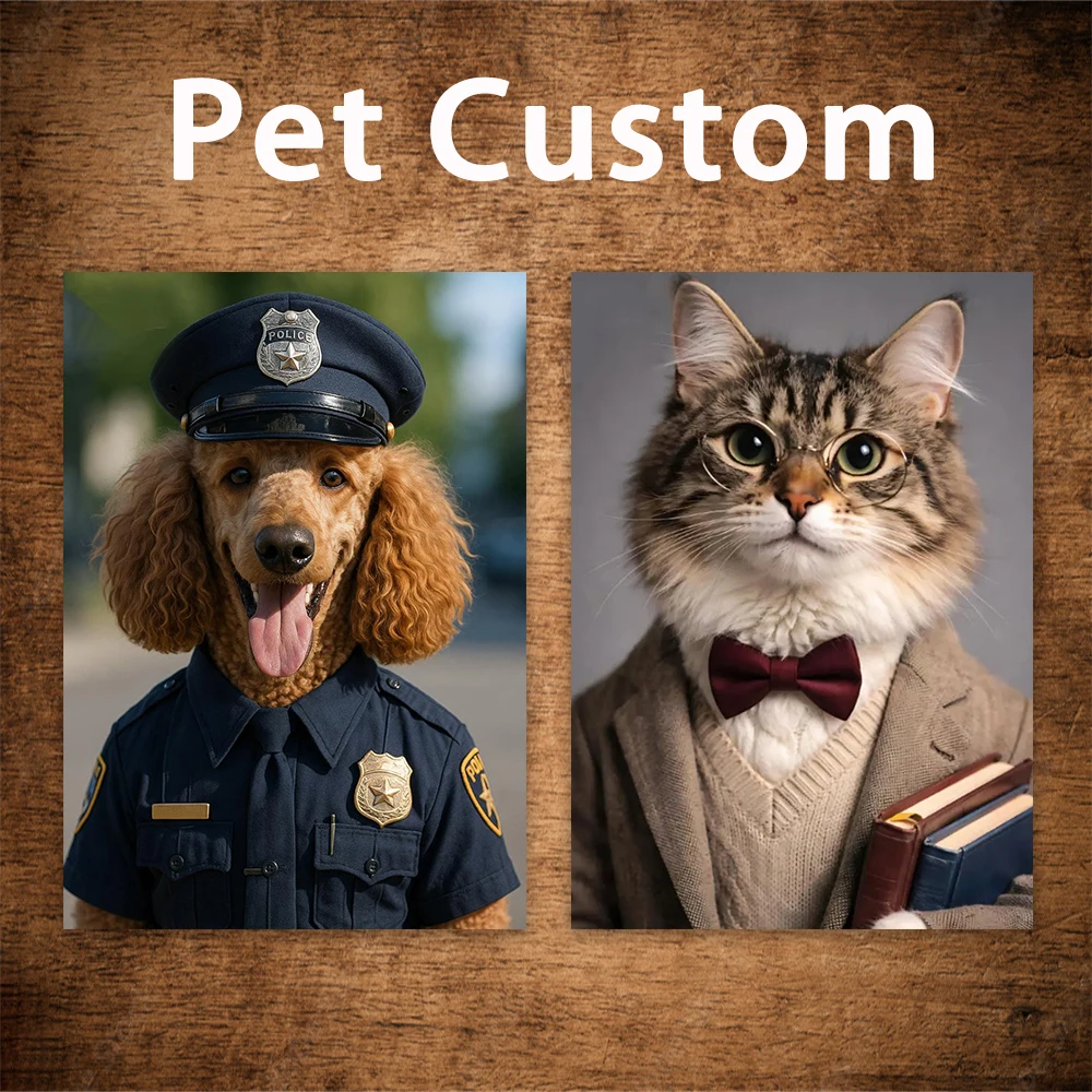 Custom Dog or Cat Art Poster Mechanic Pet Portrait Art Prints Funny Garage Pet Art Custom Hair Stylist Pet Portrait Funny Decor
