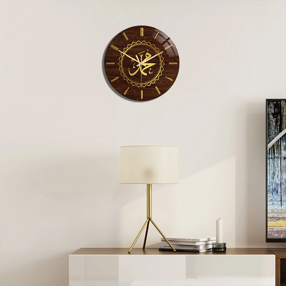 

Muslim Pattern Wall Clock Home Decor Vintage Round Art Clock Easy Read Silent Sweep Movement Bedroom Living Room