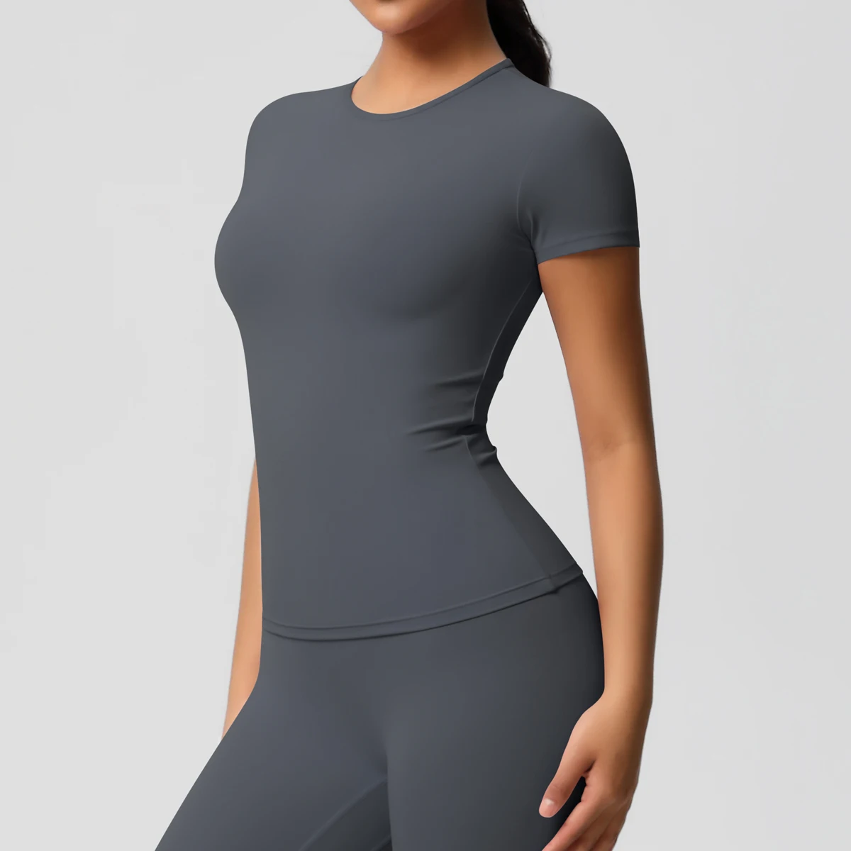 Workout Dry Fit Atmungsaktives Hochelastisches Sport-Top Gym Fitness Wear T-Shirt Damen Casual Outdoor Top – Detail 25