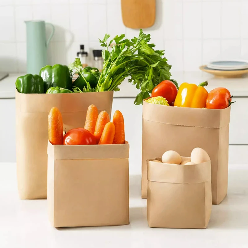 Multifunctional Paper Storage Bags Disposable Stall Food Bags Kraft Paper Bags Oil-proof and Waterproof