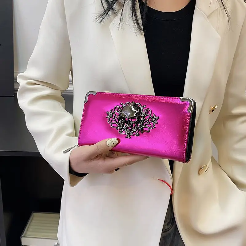 

Новые женские сумки с черепом, держатель для карт, мужской длинный кошелек, дизайнерский женский кошелек, новый дизайн, мужской длинный кошелек, повседневный кошелек, мужские сумки C045