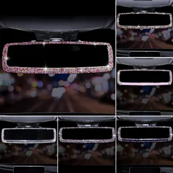 Bling Diamond Crystal Rhinestones Car Rearview Mirror Decoration Auto Interior HD Rear View Mirror Car Accessories for Women