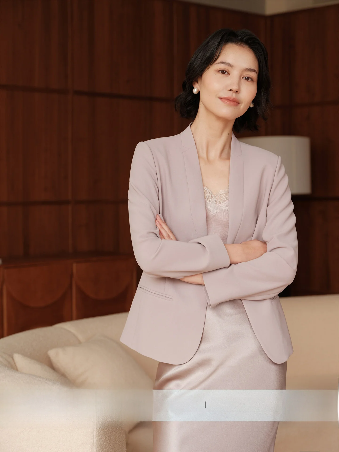 

Zhimai Rihua Luxury Sand Texture Vinyl Business Women's Suiting Jacket Long Sleeve Neckless Commute OL Slim Fit Outerwear