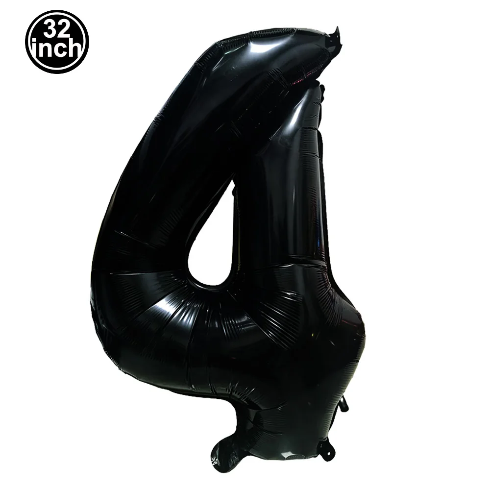 32inch Colorful Silver Golden Black Red Blue Green Number 4 Digit Balloon 4th Birthday Party Wedding Anniversary Decoration