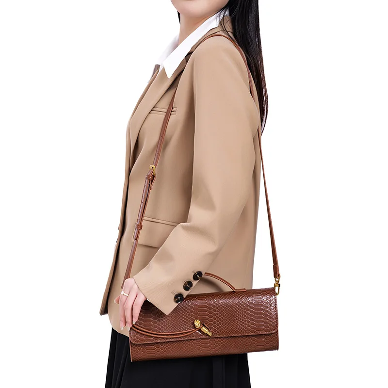 

Luxury 2025 Python Print Genuine Leather​ Evening Bag, Snake Embossed Shoulder Clutch, Designer Purse for Gala & Wedding