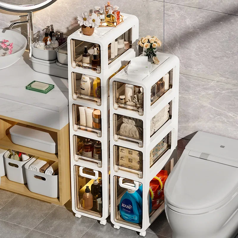 

Toilet Storage Rack Bathroom Locker Floor Shelf Narrow Side Gap Storage Cabinet Organization Box Compact Bathroom Organizer