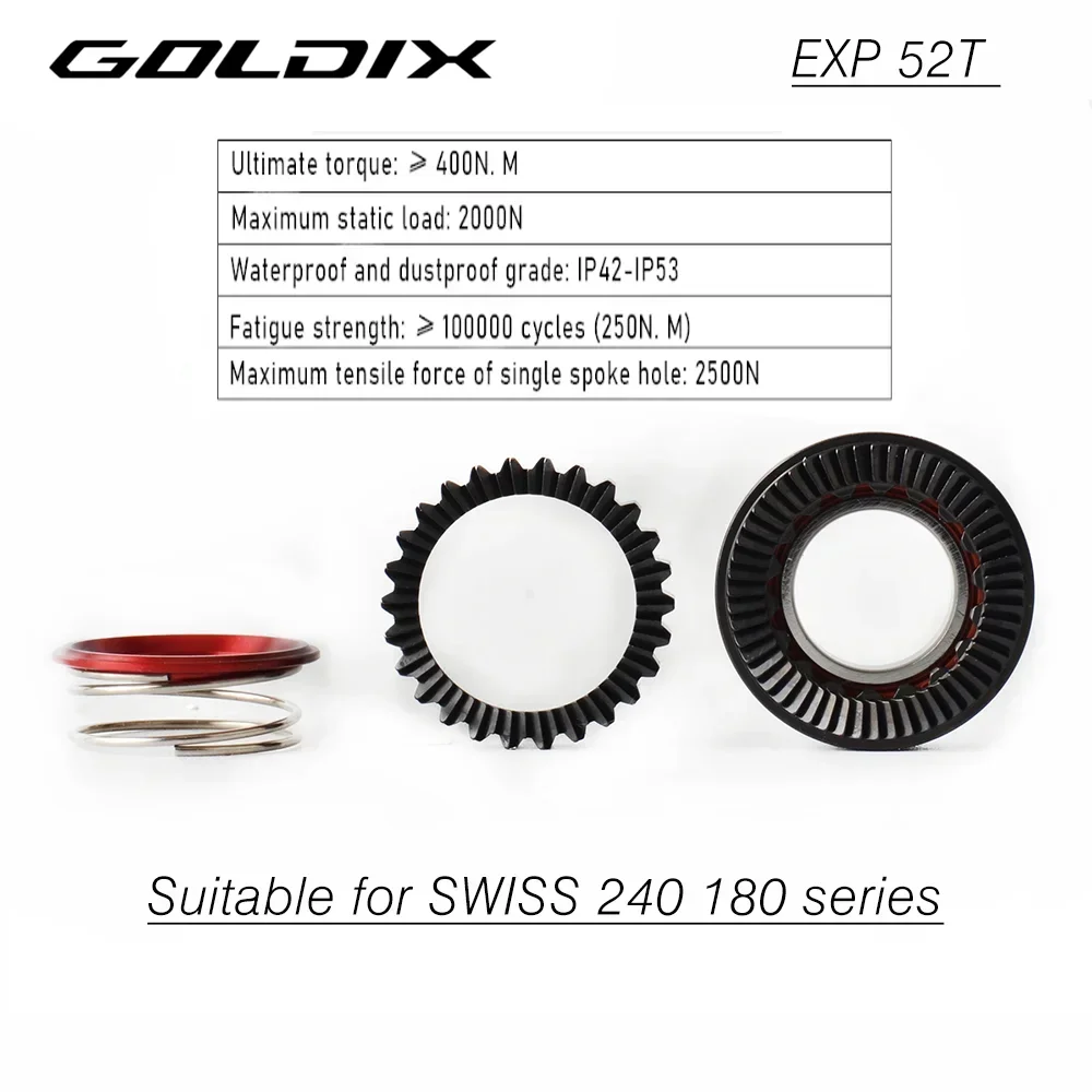 

GOLDIX EXP 52T Ratchet Upgrade Kit Compatible with GOLDIX 240/180 & SWISS 240/180 Series | High-Engagement Bicycle Hub part