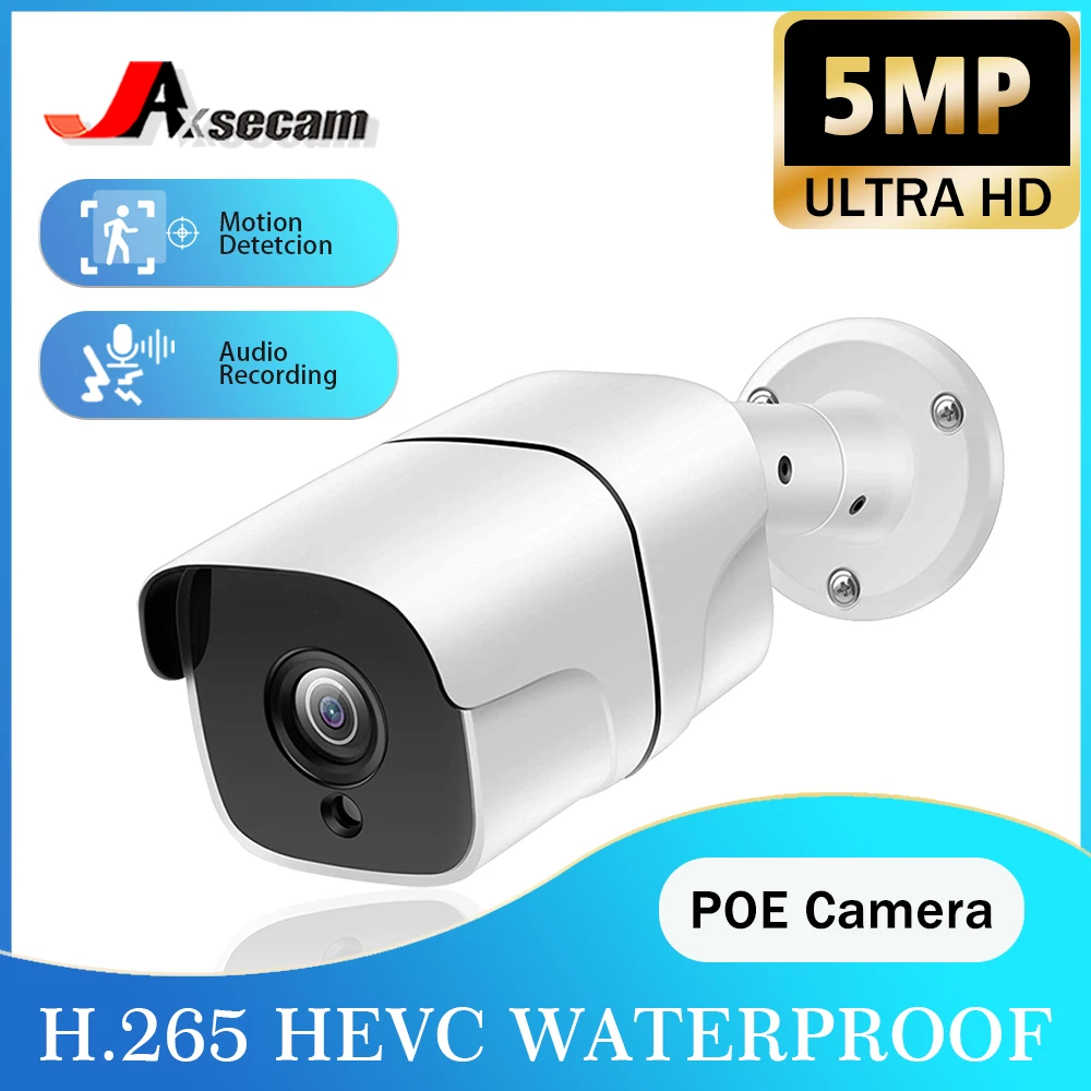 Caméra de surveillance extérieure IP POE HD 5MP, dispositif de sécurité sans fil, étanche, avec détection de mouvement et vision nocturne