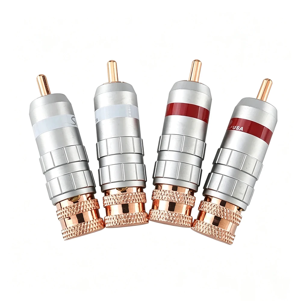HI-End red copper plated RCA Plug Audio Video Cable Adapter Solders