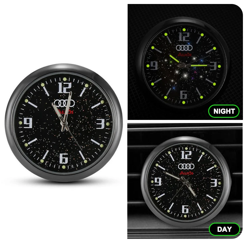 Fashion Car Starry Night-light Clock For Audi Sline A6 C5 C6 C7 C8 A4 B5 B6 B7 B8 B9 S3 S4 S5 Q3 8U Q5 8R Interior Accessories