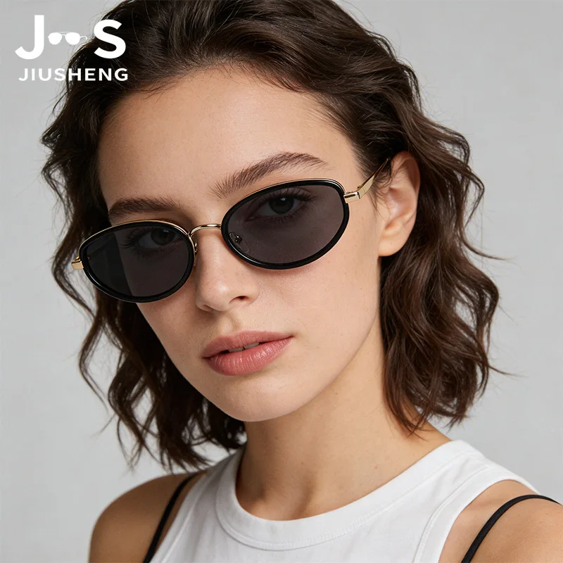 Women Luxury Polarized Cat Eye Sunglasses UV400 Slim Oval Frame TAC Lens Vintage Y2K Travel Shades