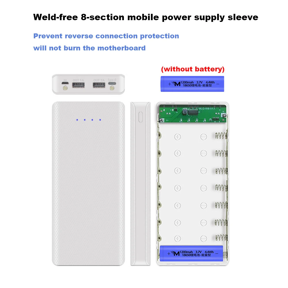 

DIY 8*18650 Power Bank Case External 5V 2A Battery Charge Storage Box Shell For Charging Mobile Phones Portable