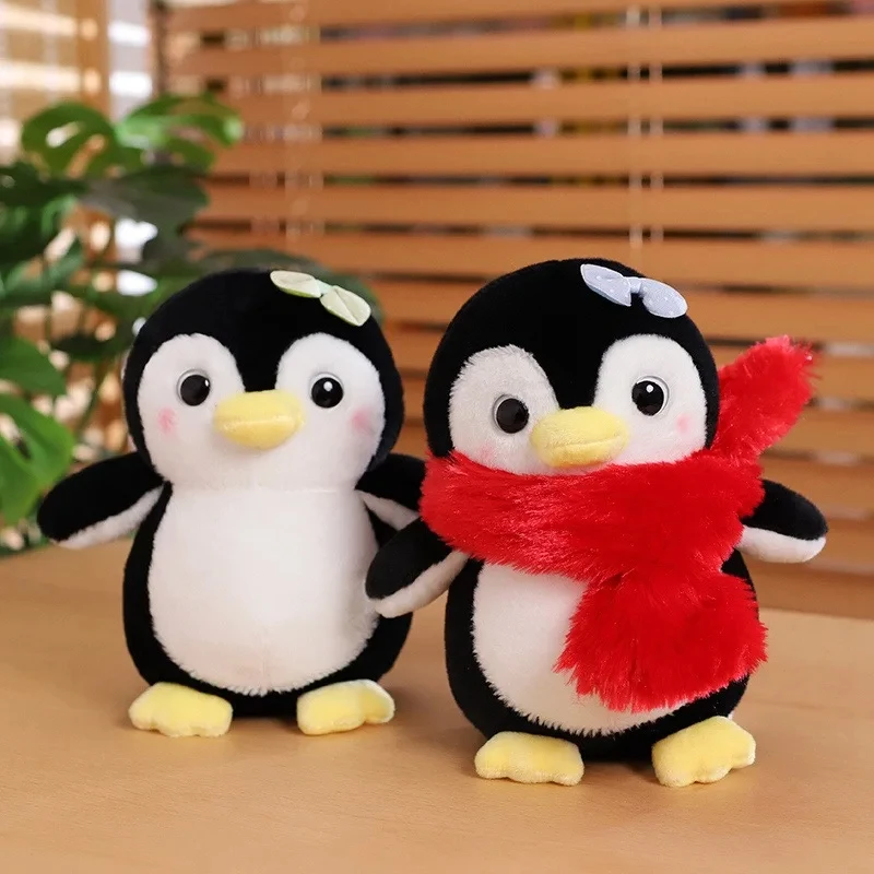 

20-25cm Cute Penguin Wear A Bow Scarf Plushies Doll Cartoon Stuffed Animal Soft Sofa Cushion Baby Sleeping Pillow for Kids Gifts