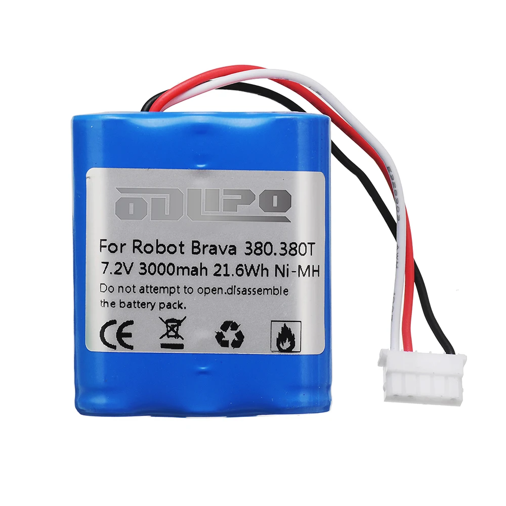 7.2V NI-MH 3000mAh Battery for iRobot Braava 380T 380 390T Mint 5200 5200B 5200C Vacuum Cleaner upgraded 2500MAH NI-MH Battery