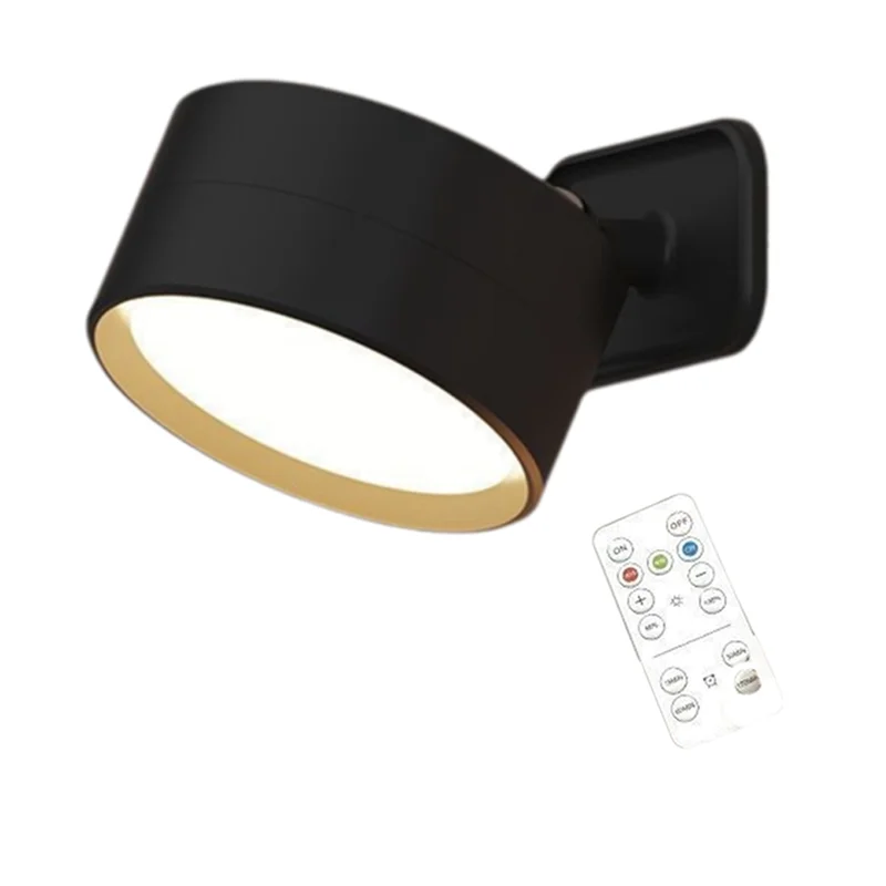 BYBS-Rechargeable Magnetic LED Wall Light 360° Rotation Touch Remote Control Cabinet Spotlight For Home & Office