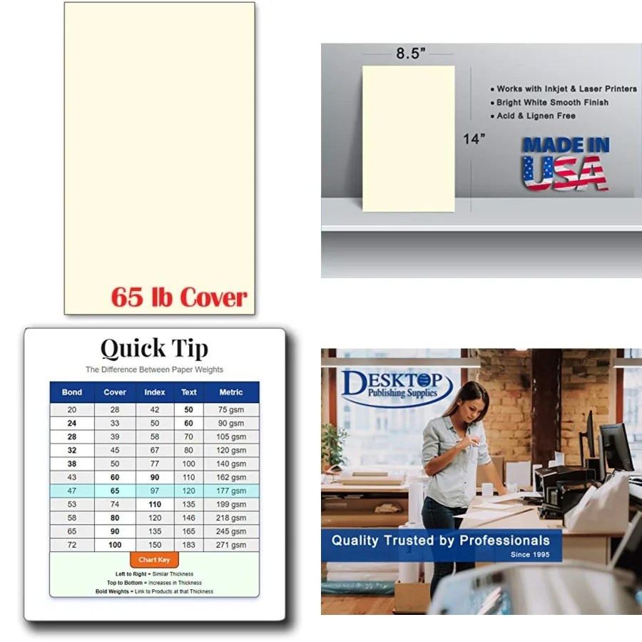

250 Sheets Cream Colored Legal Size Cardstock 8.5 X 14 Inches - 65lb Cover