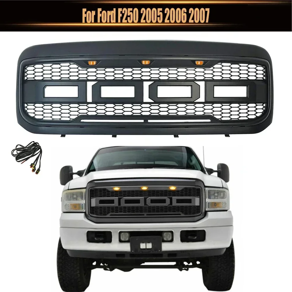 

For Ford F250 2005 2006 2007 High Quality ABS Off-road Pickup Auto Parts Car Front Middle Grille Bumper Grill Racing Grills Fit