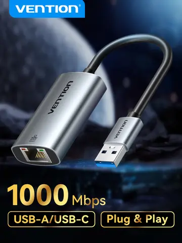Vention USB 이더넷 어댑터 노트북 Macbook 스위치 용 1000/100Mbps USB 3.0 RJ45 Lan iPad Pro 유형 C 이더넷 네트워크 카드