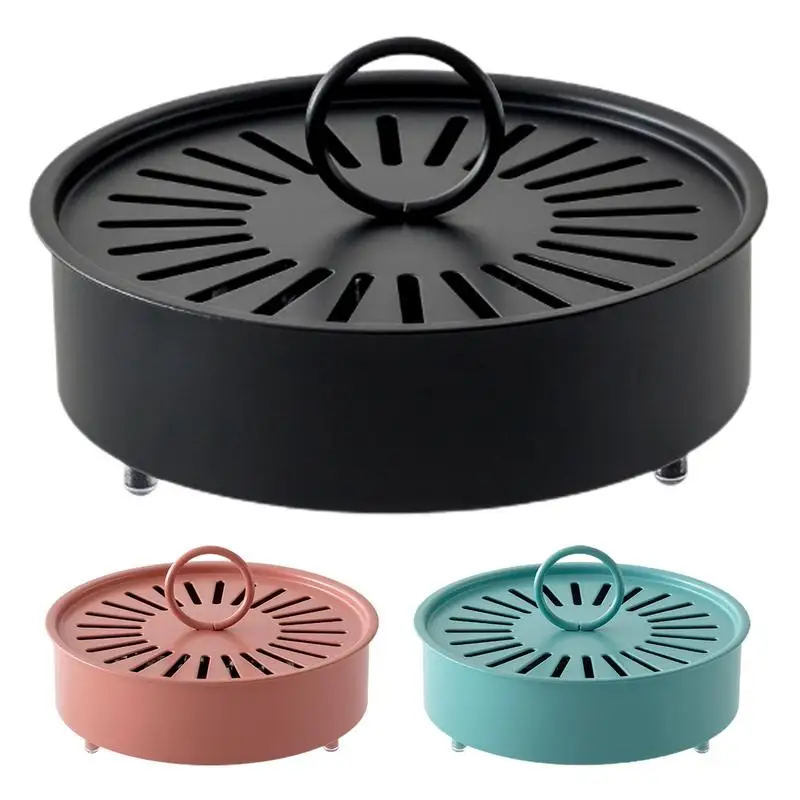 

Iron Mosquito-repellent Incense Box With Lid, Household Mosquito-repellent Fire-proof And Anti-scalding Incense Basin Holder,