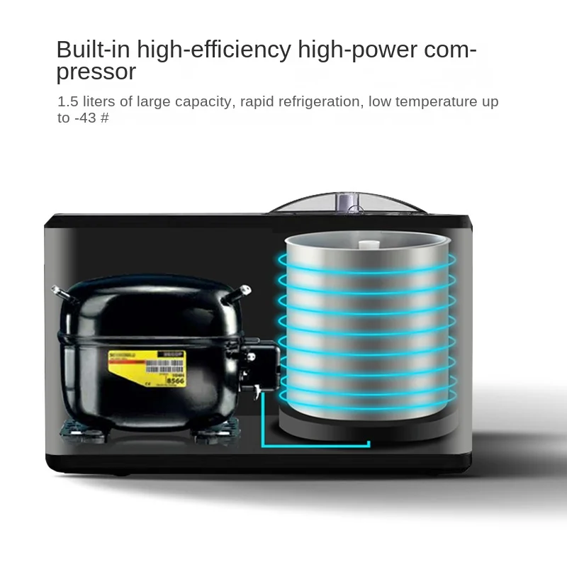 Ice Cream Maker เครื่องไอศกรีม Milkshake Gelato Sorbet SS304 อาหารปลอดภัย 1.5L ถังขนาดใหญ่คอมเพรสเซอร์