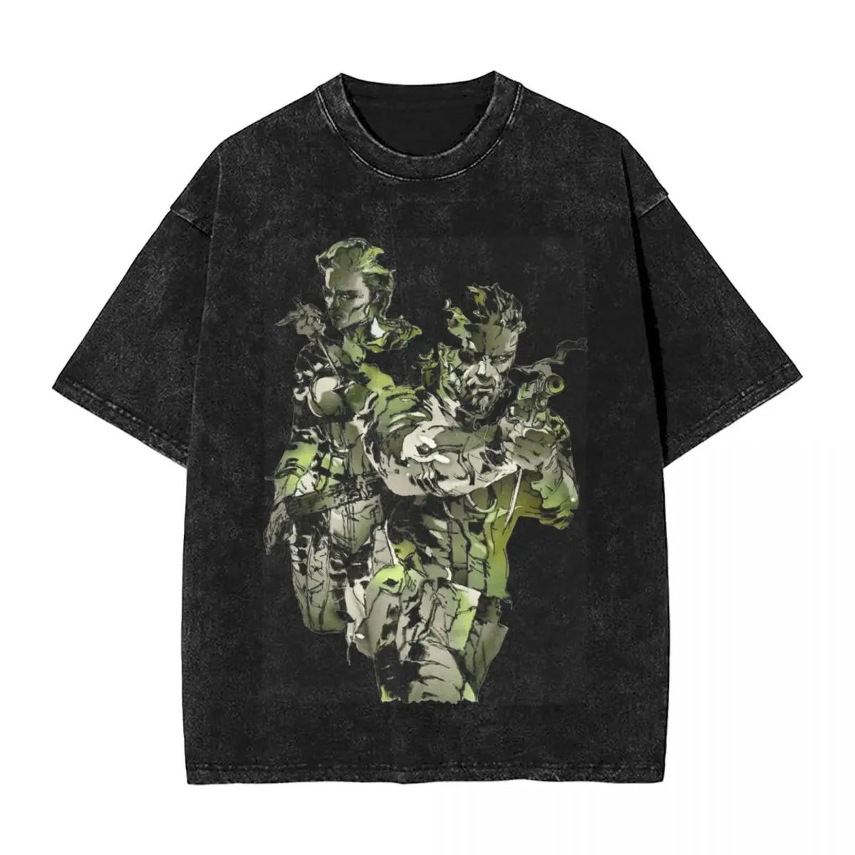 Metal Gear Solid 3 Snake Eater Washed T-Shirt Men Game Vintage Casual T-Shirts Summer O-Neck Fashion Tee Shirt Big Size Tops