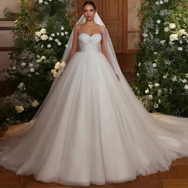 

ZOCI Glitter Fully Beaded Wedding Dress With Beading Ball Gown Full Sleeve O-Neck Bride Dress Button Robe De Mariee Graceful ﻿