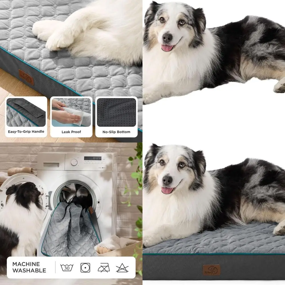 

Ортопедическая кровать для собак из пены с эффектом памяти XL с моющимся чехлом, подходит для собак до 100 фунтов, 41x29x4 дюйма, серая