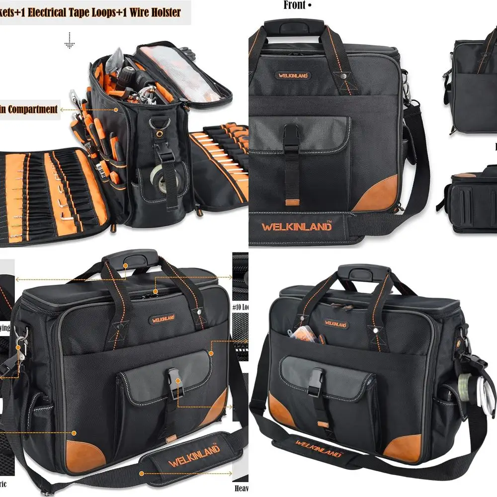 

Professional Electrician's 88-Pocket Tool Bag - Ideal for Technicians, HVAC Pros, and Laptop Storage