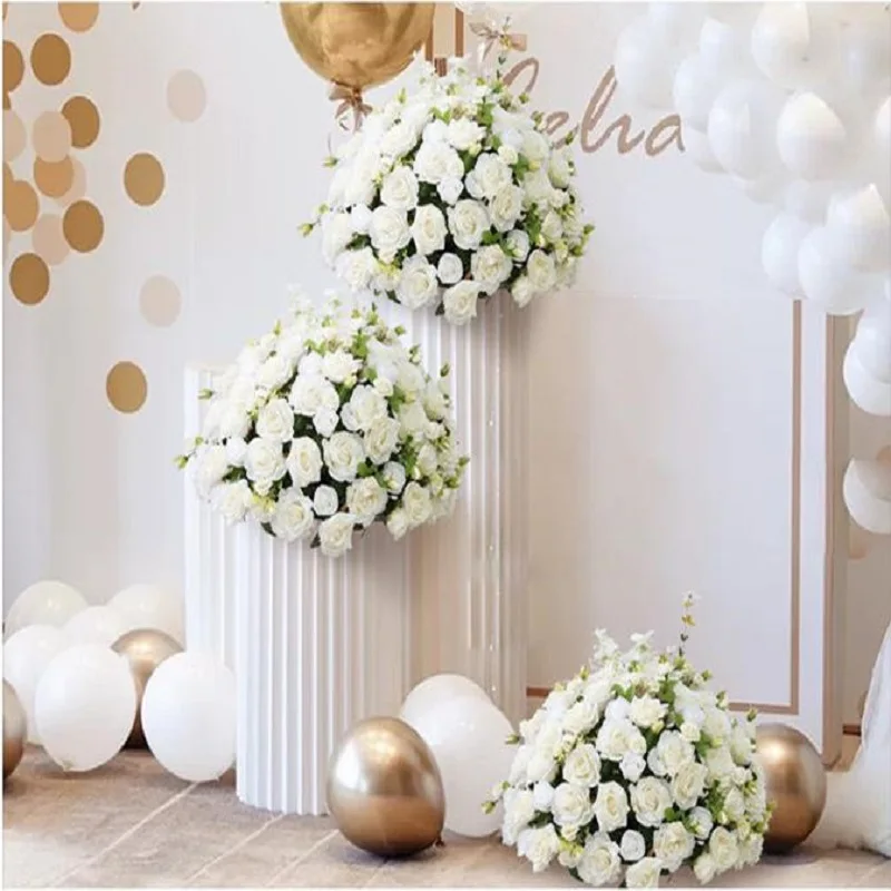 

10 pcs Large White Rose Hydrangea Artificial Flower Ball Wedding Table Centerpiece Floral Ball Party Stage Deco Props