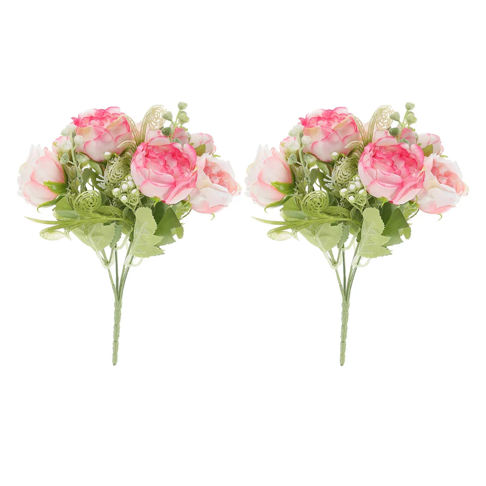 

2Pcs Simulation Rose Flower Bouquet Lifelike Silk Artificial Roses for Wedding Decoration Home Indoor Decor Faux Floral Picks