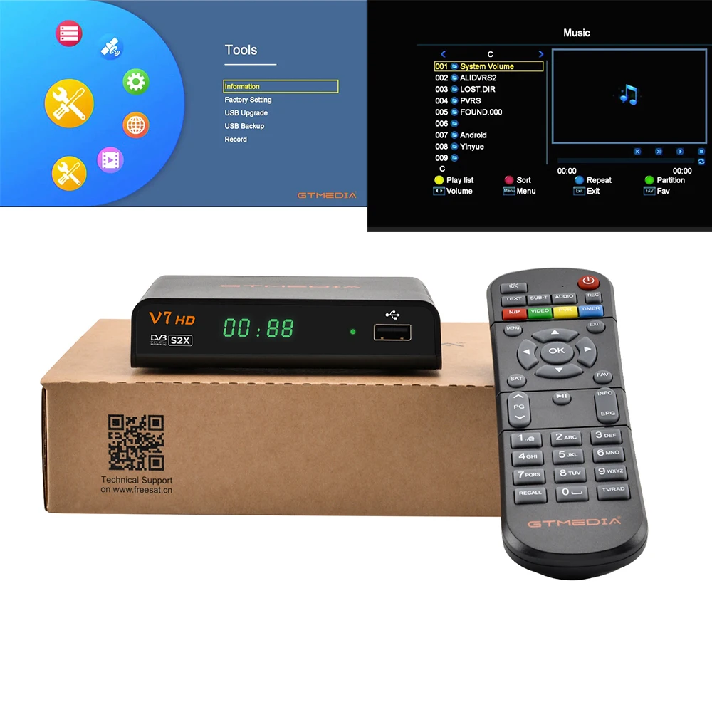 Top V7 HD S2X DVB-S/S2 Satellite Receiver Support BISS Key h.264 1080P PowerVu 3G WIFI v7hd decoder brazil free shipping