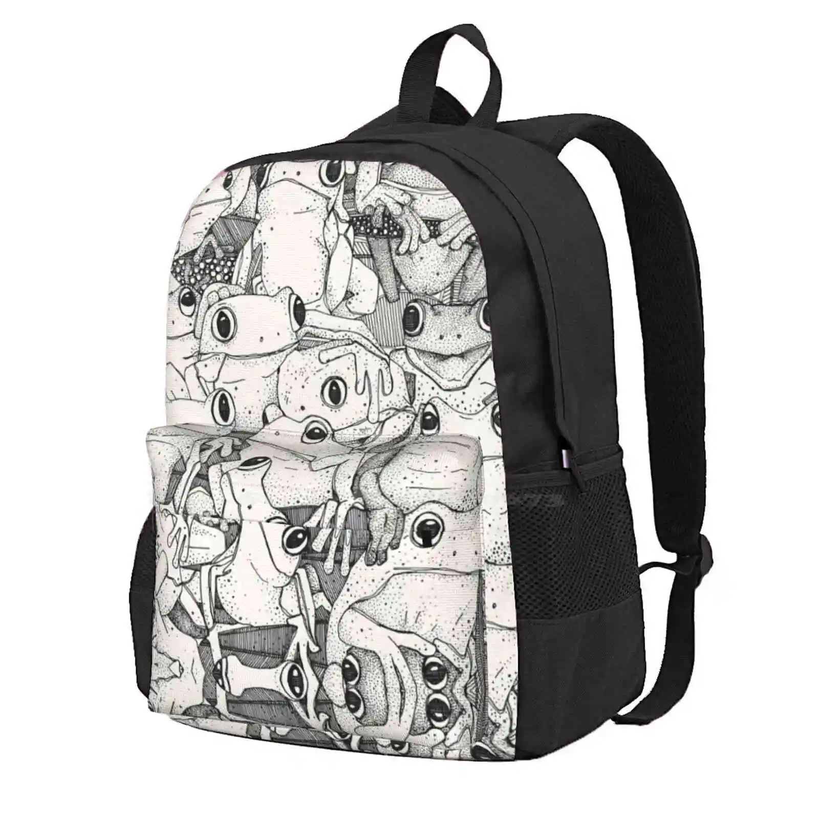 Just Tree Frogs Black Hot Sale Schoolbag Backpack Fashion Bags Tree Frogs Nature Arboreal Amphibians Animals Frog Pattern Cute