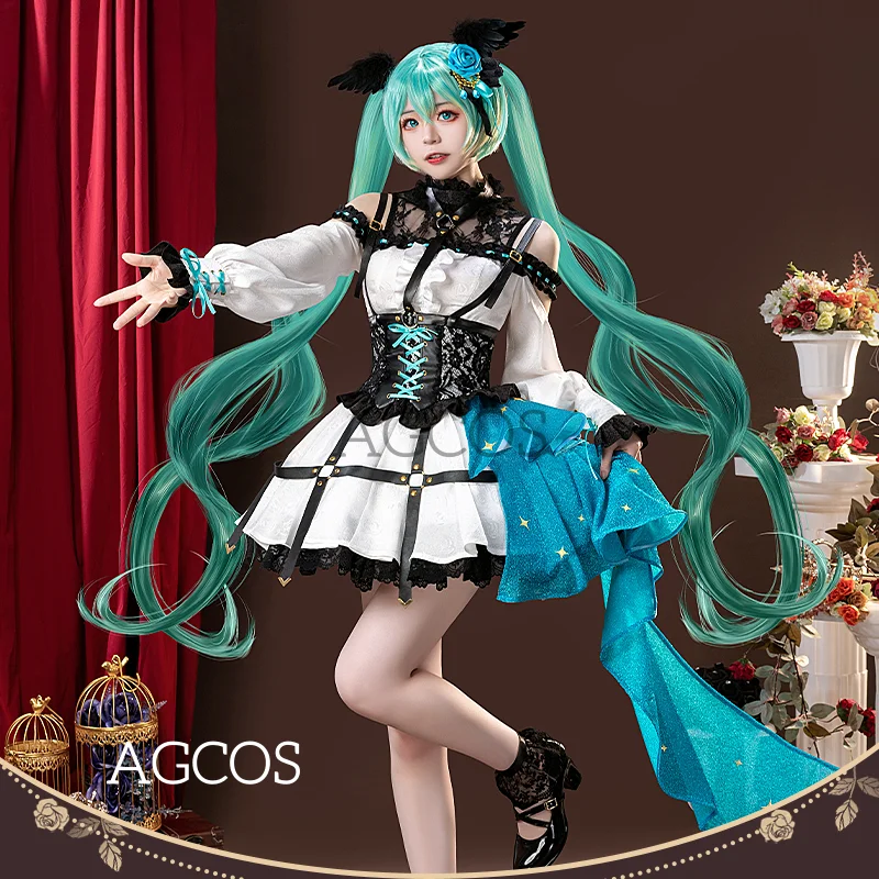 AGCOS أنيمي Mikuu تأثيري MIKUKU قفص الورد تأثيري حلي Mikku ملابس عيد الميلاد الزي الرسمي فساتين ازياء تأثيري