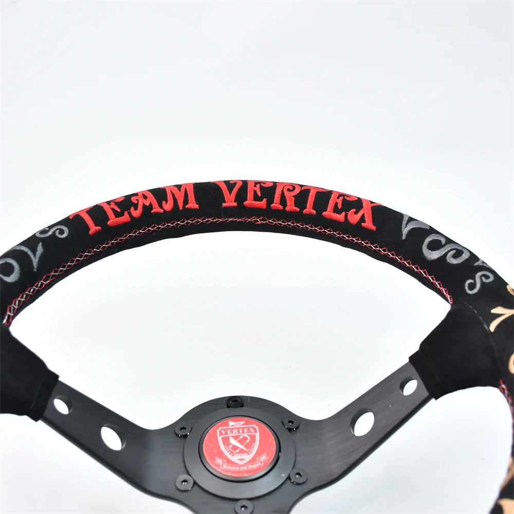 VERTEX 320mm Car Steering Wheel Deep Dish 6 Bolts Universal Sports Steering Wheel With Leather Embroider 4