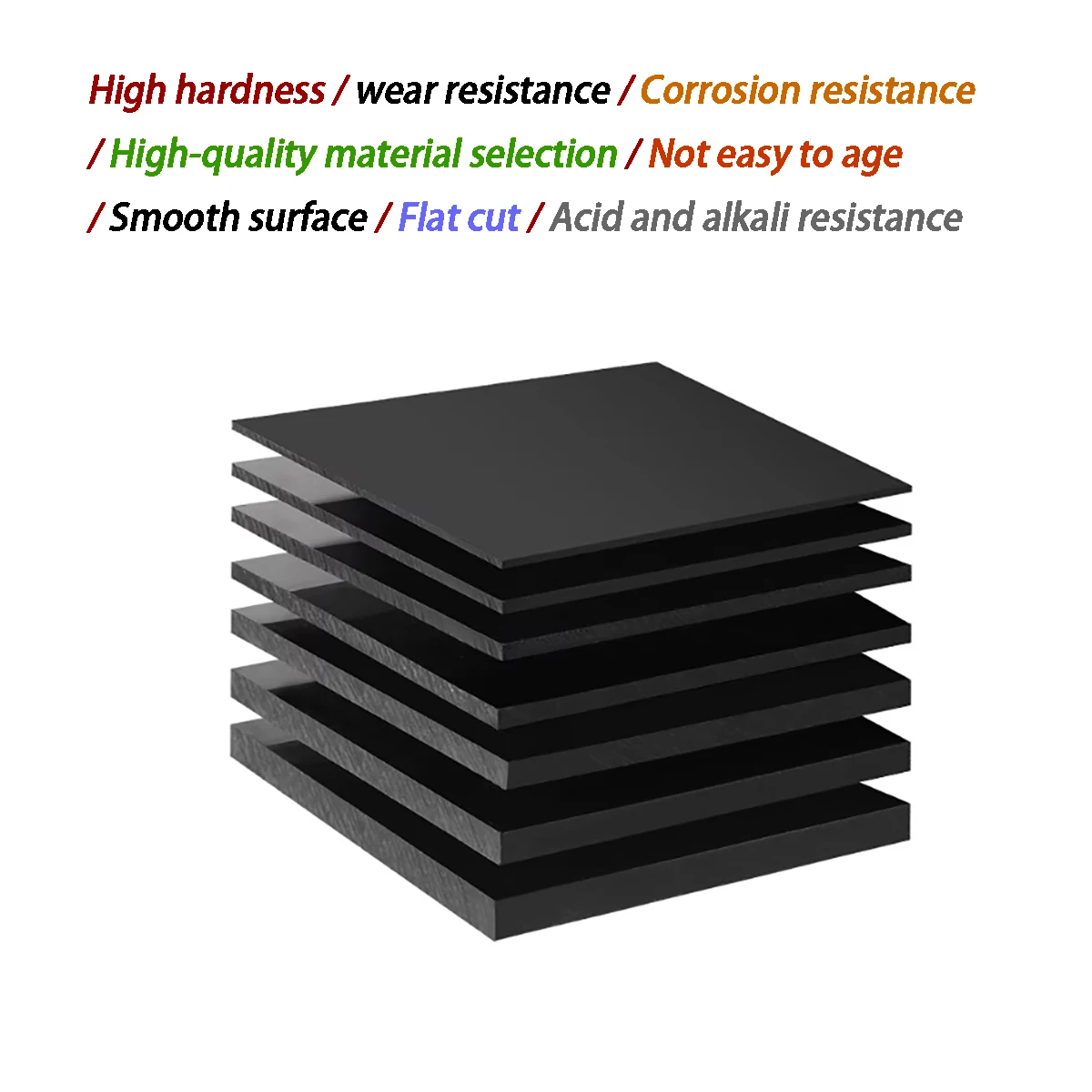 سميكة = 3 مم - 20 مم لوح مربع من مادة البولي بروبيلين الأسود، لوح بلاستيك PP، لوح بلاستيكي هندسي 50 × 100 مم - 300 × 400 مم