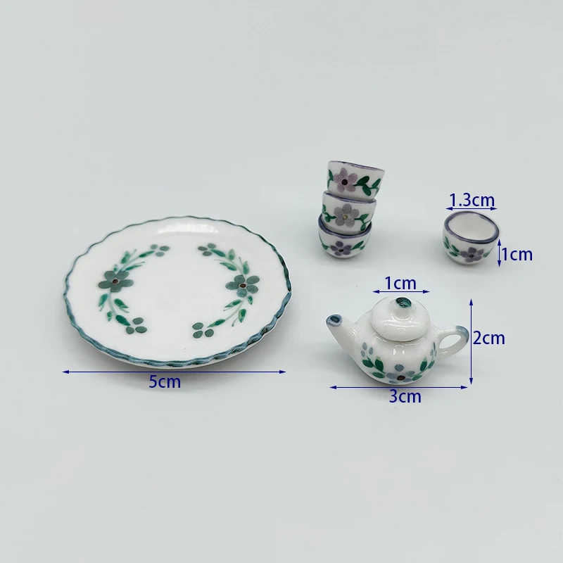 Mini xícara de cerâmica de porcelana para Dollhouse, brinquedos infantis de chá, acessórios de Dollhouse, decoração de cena em miniatura