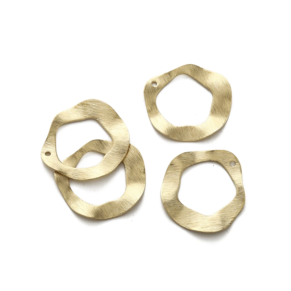 10Pcs Raw Brass Geometry Textured Open Round Charms Pendant for DIY Earrings Necklace Bracelet Jewelry Making Supplies,24x25mm