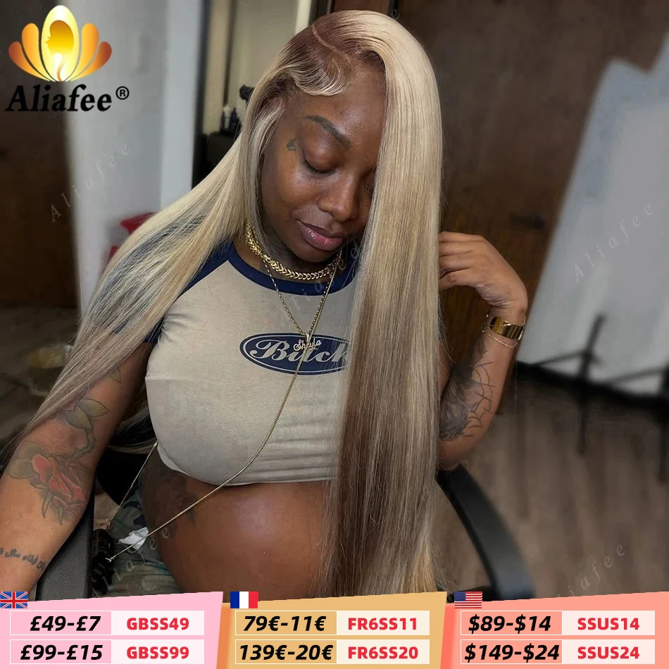 

Brown Roots with Dirty Blonde Straight Pre Plucked 13x6 200% Lace Frontal Human Hair Wigs 13x4 Ombre Ash Blonde Brown Wig