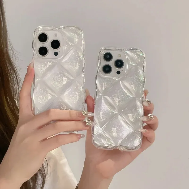 Luxury Glitter Lingge Case For IPhone 17 16 15 14 Plus 13 12