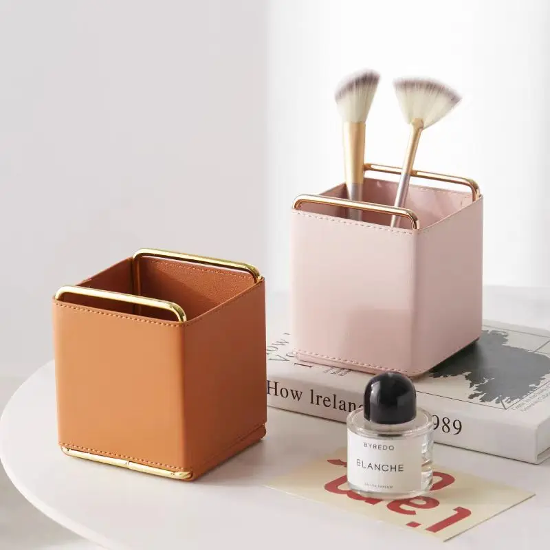 Creative Desktop Leather Storage Box Living Room Bedroom Study Cosmetics Remote Control Groceries Office Supplies Storage Box